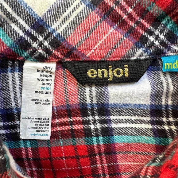 Enjoi Skateboards Flannel Shirt Men’s Size Medium 100% Cotton Plaid Vintage Y2K - Picture 10 of 15